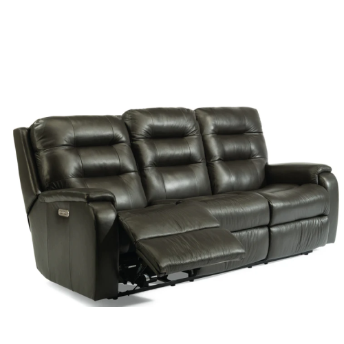Flexsteel Arlo Power Reclining Leather Sofa or Set With Optional Power Headrest Power Lumbar