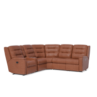 Flexsteel Arlo Power Reclining Leather Sectional With Optional Power Headrest Power Lumbar