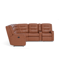 Flexsteel Arlo Power Reclining Leather Sectional With Optional Power Headrest Power Lumbar