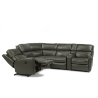 Flexsteel Catalina Power Reclining Leather Sectional With Option Power Tilt Headrest