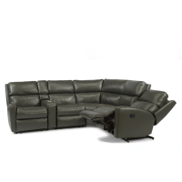 Flexsteel Catalina Power Reclining Leather Sectional With Option Power Tilt Headrest
