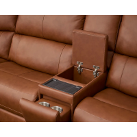 Flexsteel Henry Power Reclining Leather Match Sectional With Power Tilt Headrest | Power Lumbar