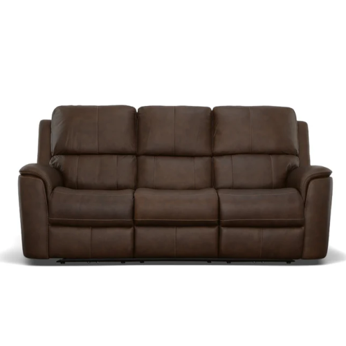 Flexsteel Henry Power Reclining Leather Match Sofa or Set With Power Tilt Headrest | Power Lumbar In Stock Leathers