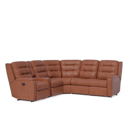 Flexsteel Arlo Power Reclining Leather Sectional With Optional Power Headrest Power Lumbar