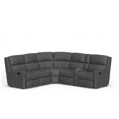 Flexsteel Catalina Power Reclining Leather Sectional With Option Power Tilt Headrest