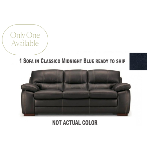 Atora Leather Sofa ONLY 1 AVAILABLE Ready To Ship In Classico Midnight Blue