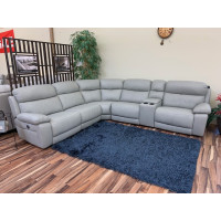 Pelia Power Reclining Leather Sectional With Power Headrest