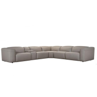Axtra Power Reclining Leather Sectional With Power Headrest
