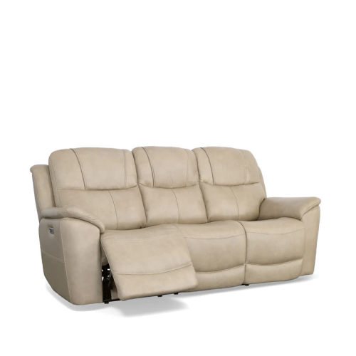 Flexsteel Crew Power Reclining Leather Sofa or Set - With Power Tilt Headrest | Power Lumbar