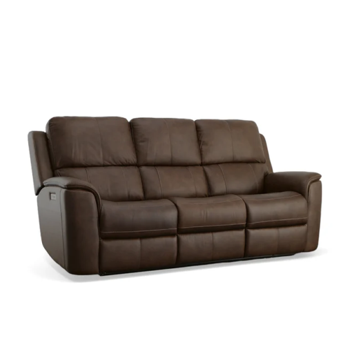 Flexsteel Henry Power Reclining Leather Match Sofa or Set With Power Tilt Headrest | Power Lumbar In Stock Leathers