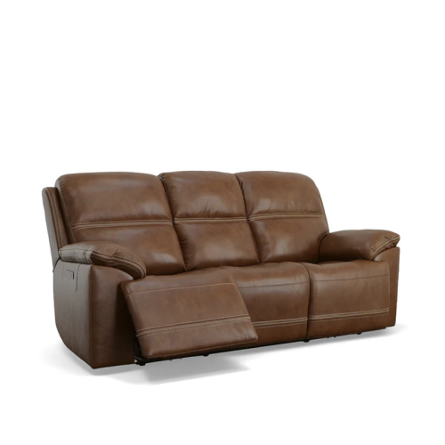 Flexsteel Jackson Power Reclining Leather Sofa or Set With Power Tilt Headrest
