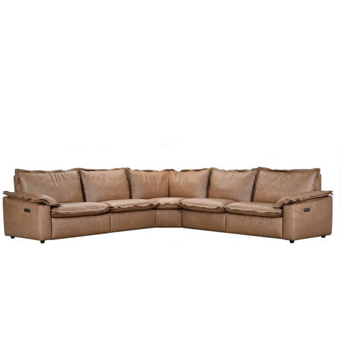 Clova Power Reclining Leather Sectional With Power Headrests Wallhugger