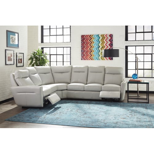 Welsa Power Reclining Leather Sofa or Set with Power Tilt Headrest - Available With Power Lumbar