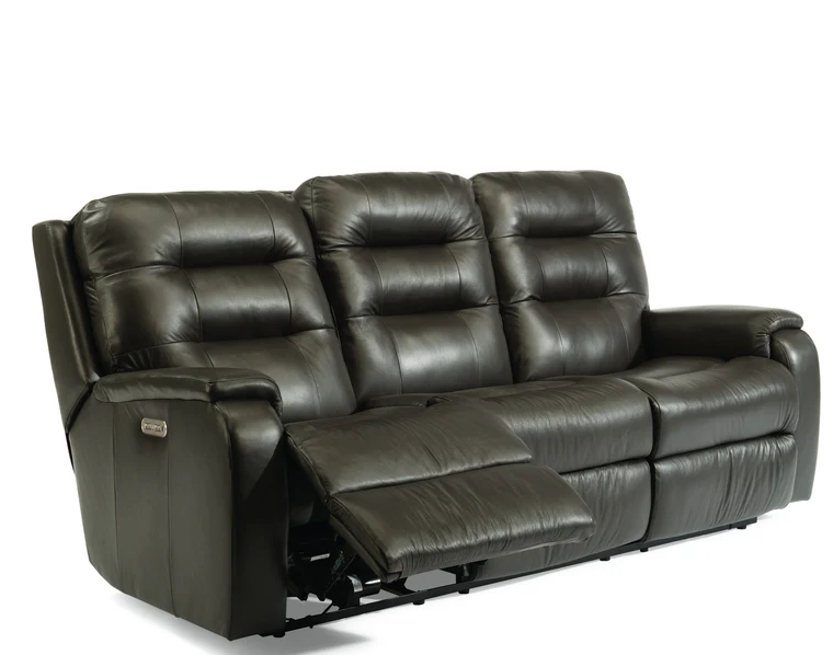 Flexsteel Arlo Power Reclining Leather Sofa or Set With Optional Power Headrest Power Lumbar